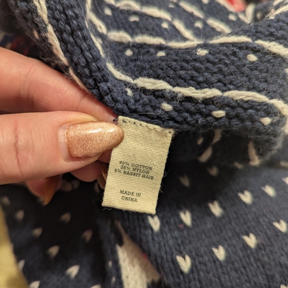 Hollister Rabbit Hair Preppy Y2K Scarf Knitted Bears Heart Winter Warm Infinity - Picture 3 of 6